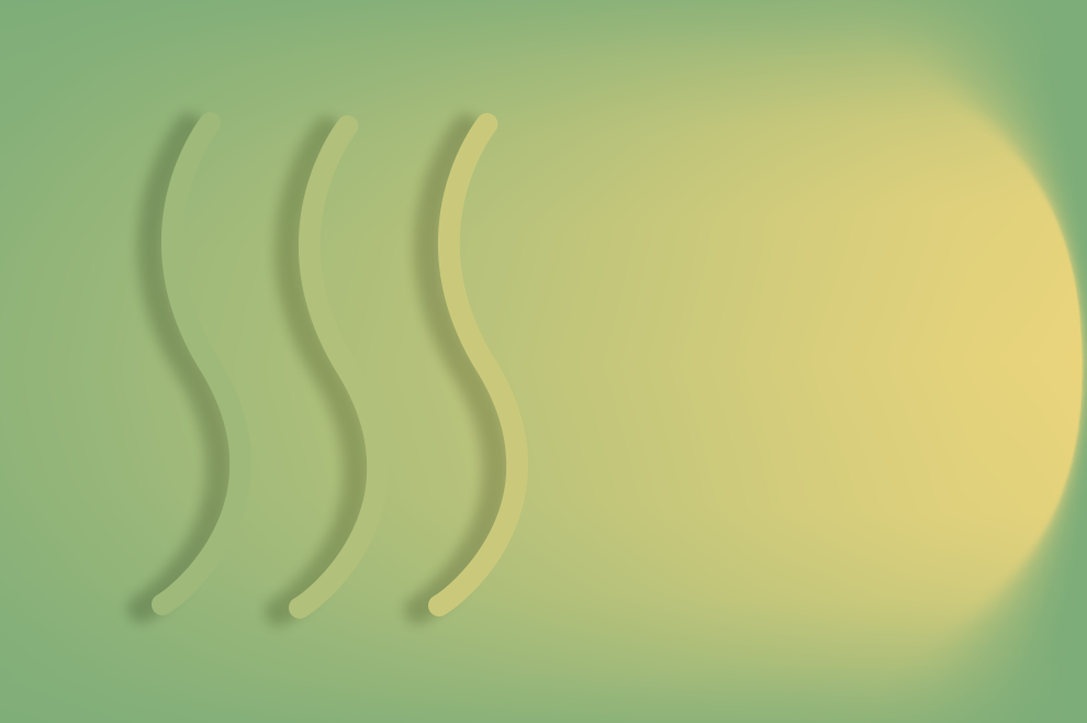 Graphic of hot water lines on a green background, the hot water you need.