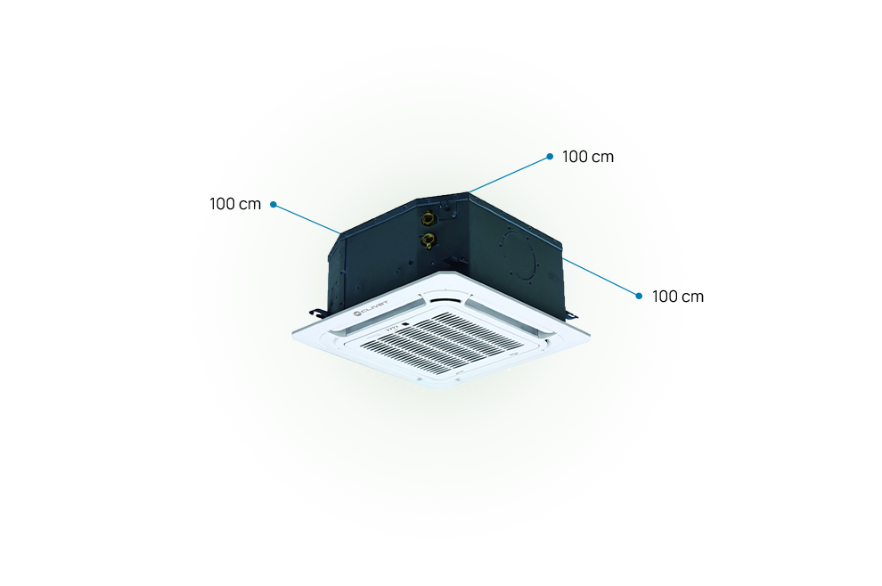 Installation distances to be maintained for the ELFOSPACEBOX3 unit: 100 centimetres on each side
