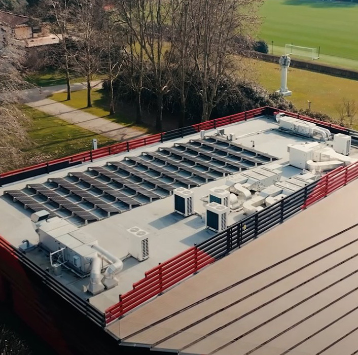 Milanello Sports Center powered by Clivet sistema HVAC e fotovoltaico sul tetto